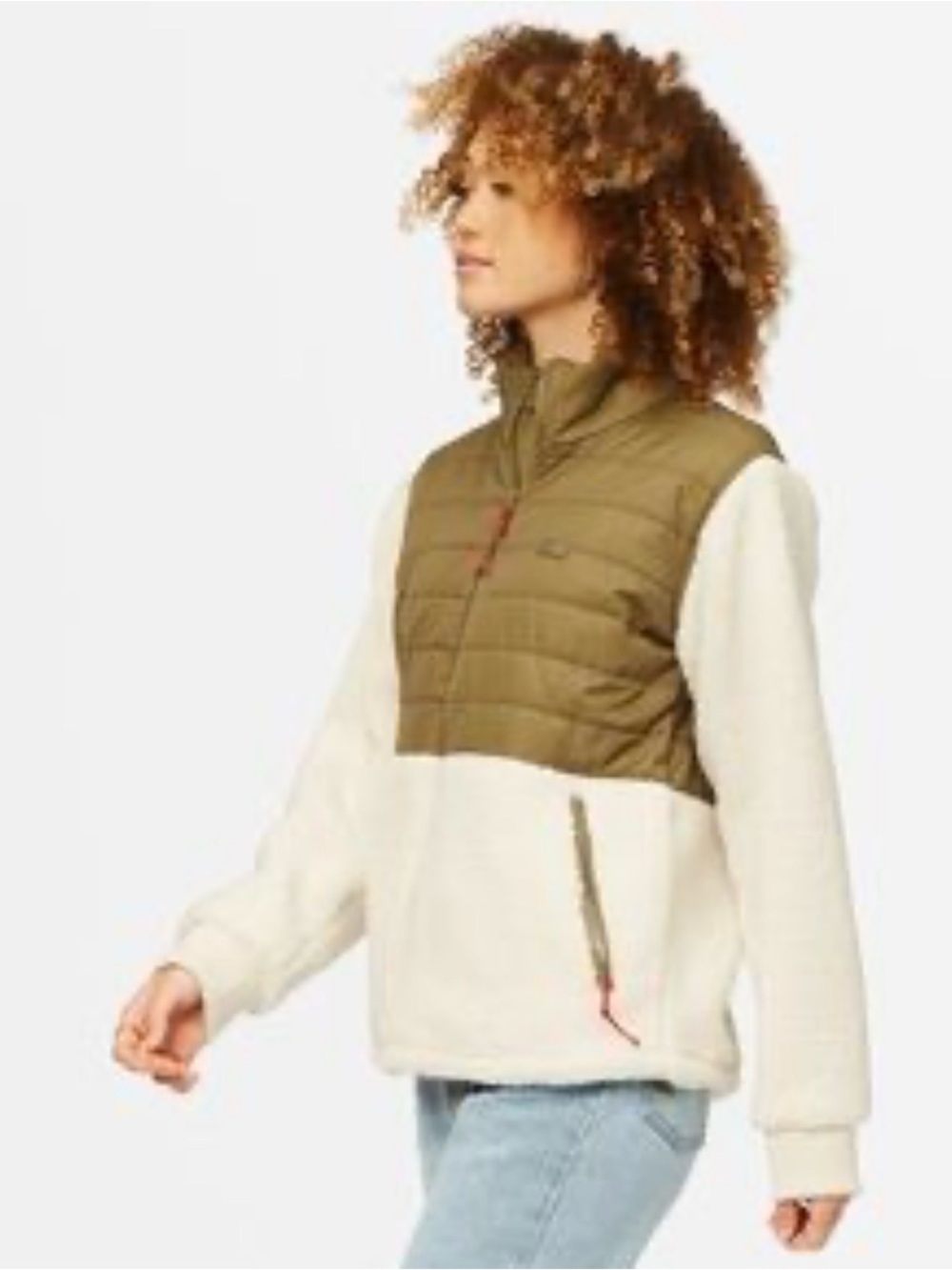 Billabong Olive & Cream Sherpa Puffer Jacket